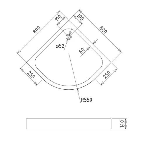 Душевой поддон Gemy четверть круга акриловый, Выбрать размер: 80x80, изображение 3