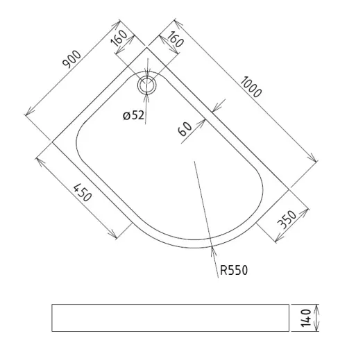 Душевой поддон  Gemy асимметричный акриловый, Выбрать размер: 100x90, Ориентация: левая, изображение 3