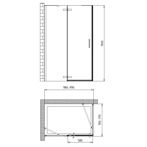 Прямоугольный душевой уголок Gemy Fall Tea прозрачное стекло, Выбрать размер: 80х100, изображение 4