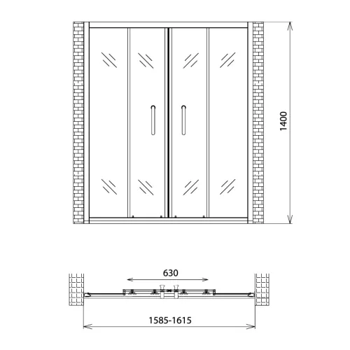 Раздвижная шторка на ванну Gemy New Rockcoco 160х140, изображение 3
