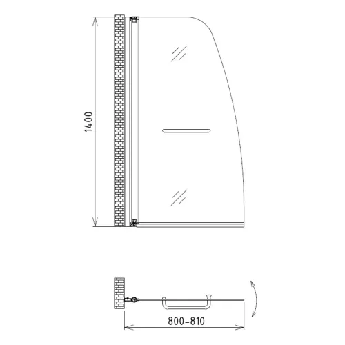 Шторка на ванну Gemy New Rockcoco 80*140см прозрачное стекло, распашная, Ширина , в см: 80, Цвет стекла: прозрачное, Цвет профиля: Хром, изображение 4