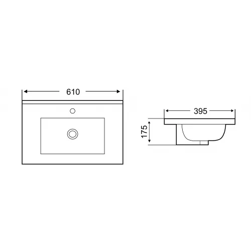 Раковина врезная WeltWasser SK DEILBACH 7517, Выбрать цвет: Матовая черная, Выбрать размер: 610х395х175, изображение 4