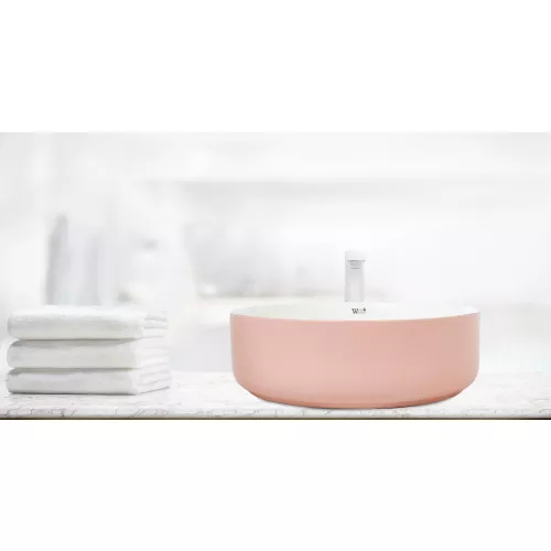Раковина накладная WeltWasser SK ELBACH 3134, Выбрать цвет: Розовая белая, изображение 2