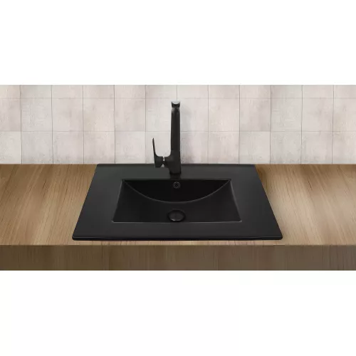 Раковина врезная WeltWasser SK DEILBACH 7506, Выбрать цвет: Матовая черная, Выбрать размер: 600х470х180
