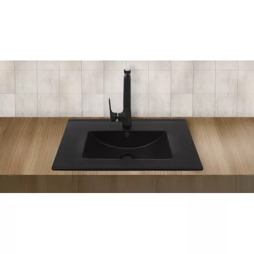 Раковина врезная WeltWasser SK DEILBACH 7517, Выбрать цвет: Матовая черная, Выбрать размер: 610х395х175, изображение 3