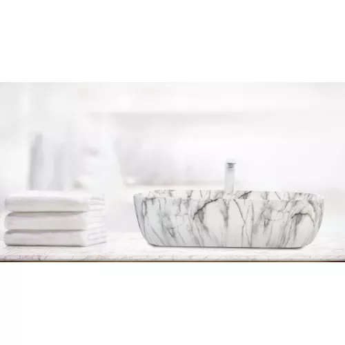 Раковина накладная WeltWasser SK ELBACH 2143P M805, Выбрать цвет: Мрамор белая с серым, изображение 2