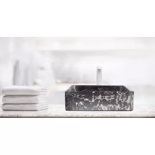 Раковина подвесная WeltWasser ELBACH 2179, Выбрать цвет: Мрамор черная с белым, изображение 2