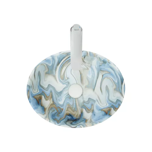 Раковина накладная WeltWasser SK ELBACH 3078, Выбрать цвет: Мрамор белая с голубым и серым, изображение 3