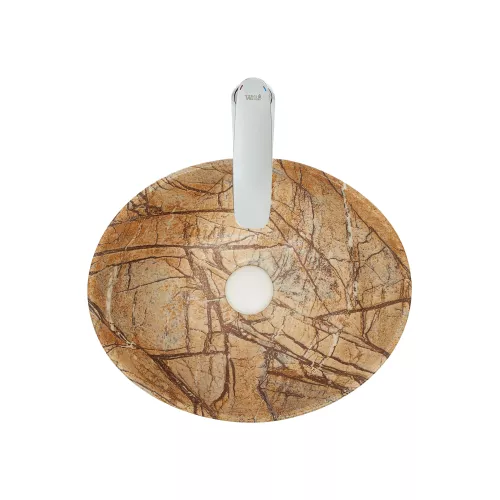 Раковина накладная WeltWasser SK ELBACH 3078, Выбрать цвет: Мрамор бежевая с коричневым, изображение 3