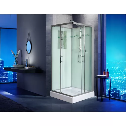 Душевая кабина WeltWasser WW500 LAINE 801/901/1001, Цвет стекла: прозрачное, Цвет профиля: Хром, Тип поддона: Низкий, Выбрать размер: 80x80 , Внешний вид: без крыши, изображение 2