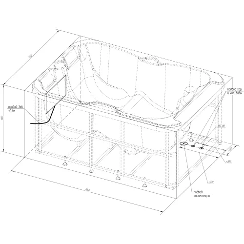 Бассейн гидромассажный Radomir Мишель Platinum  205х155 см, изображение 4