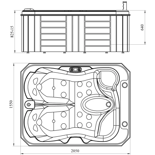 Бассейн гидромассажный Radomir Мишель Platinum  205х155 см, изображение 3