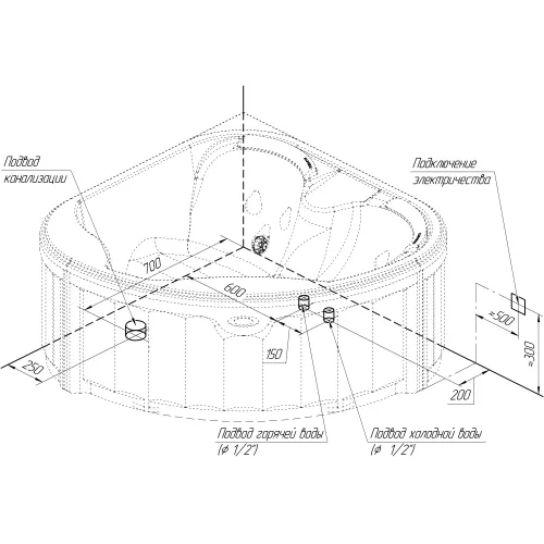 Мини-бассейн гидромассажный Radomir Корнелия Silver 170х170 см, изображение 4