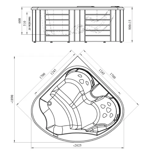 Мини-бассейн гидромассажный Radomir Корнелия Silver 170х170 см, изображение 3