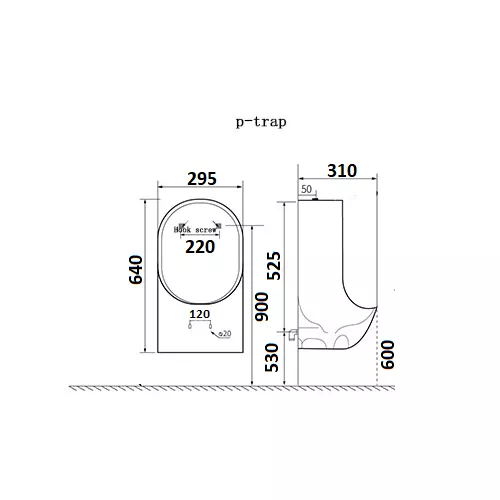 Писсуар подвесной CeramaLux X541P, изображение 4