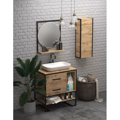 Пенал 1Marka GRUNGE LOFT 35П 1д, Внешний вид: без зеркала, изображение 3