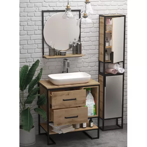 Зеркало круглое 1Marka GRUNGE LOFT 60П, изображение 3