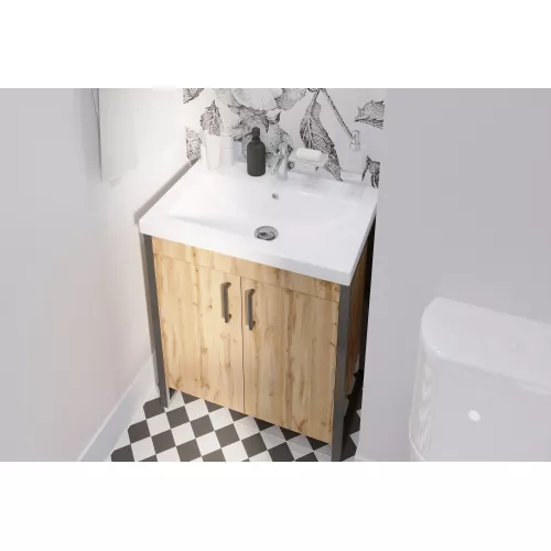 Тумба без раковины 1Marka Grunge Loft 70Н 2двери , дуб вотан, изображение 5