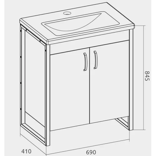Тумба без раковины 1Marka Grunge Loft 70Н 2двери , дуб вотан, изображение 7