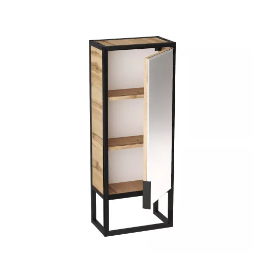 Пенал зеркальный 1Marka GRUNGE LOFT 35Н/П 1д, Внешний вид: с зеркалом, изображение 2