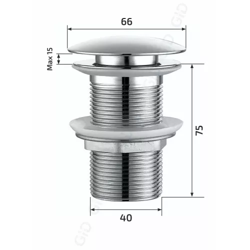 Донный клапан для раковины хром без перелива Gid CH100, изображение 2