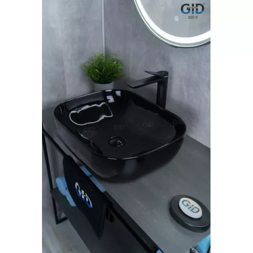 Накладная раковина для ванной Gid BL1302 черная глянцевая, Выбрать цвет: Черный глянцевый, изображение 5