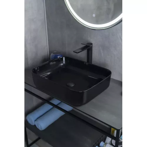 Накладная раковина для ванной Gid BL1304 черная глянцевая, Выбрать цвет: Черный глянцевый, изображение 3