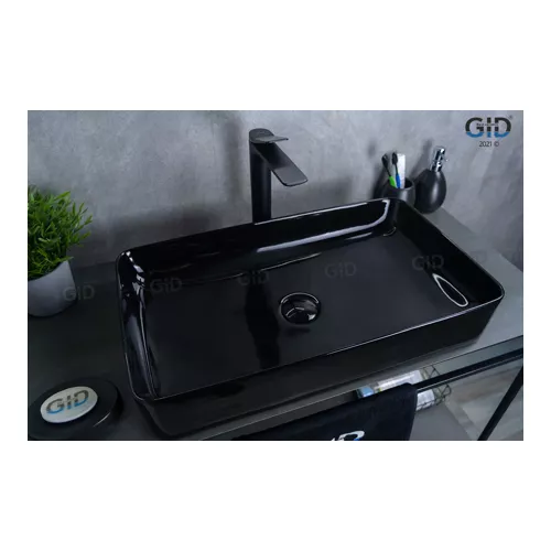 Санфаянс: Накладная раковина для ванной Gid BL9396 черная глянцевая 1 в магазине Акватория