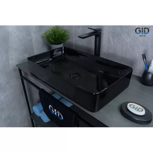 Накладная раковина для ванной Gid BL9396 черная глянцевая, изображение 4