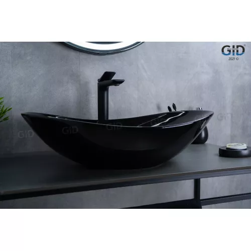 Накладная раковина для ванной Gid BL9811 черная глянцевая, Выбрать цвет: Черный глянцевый, изображение 3