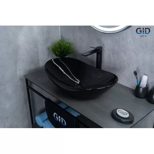 Накладная раковина для ванной Gid BL9811 черная глянцевая, Выбрать цвет: Черный глянцевый, изображение 4