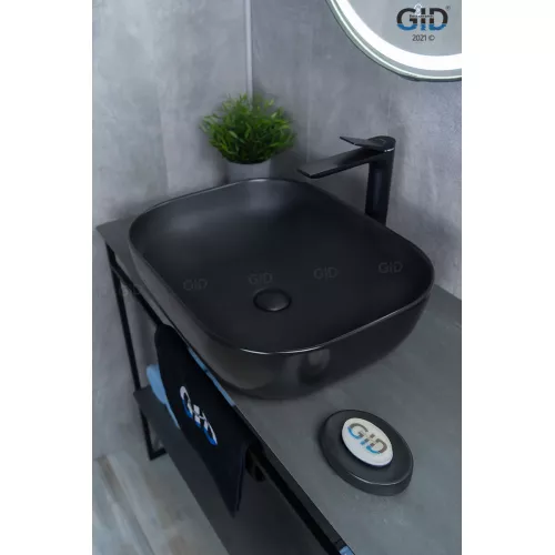 Накладная раковина для ванной Gid Bm1302 черная матовая, Выбрать цвет: Черный матовый, изображение 4