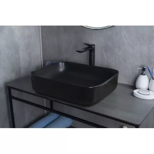 Накладная раковина для ванной Gid Bm1304 черная матовая, Выбрать цвет: Черный матовый, изображение 4