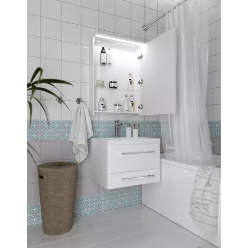 Зеркало-шкаф 1Marka Соната 60 1д с подсветкой, белый глянец, изображение 3