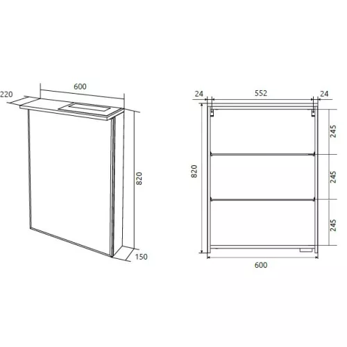 Зеркало-шкаф 1Marka Соната 60 1д с подсветкой, белый глянец, изображение 7
