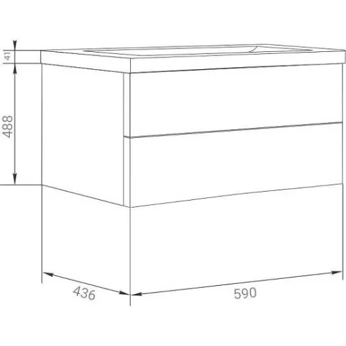 Тумба подвесная 1 Marka с 2 ящиками, ручки рейлинг, Выбрать размер: 60, Выбрать цвет: Белый, изображение 7
