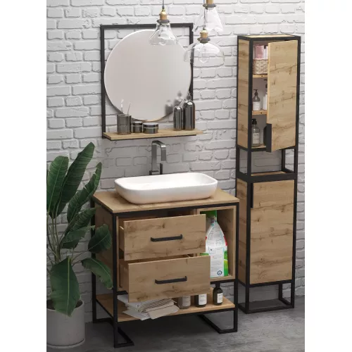 Пенал 1Marka GRUNGE LOFT 35Н/П 1д, Внешний вид: без зеркала, изображение 3