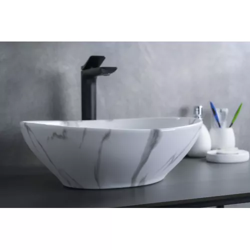 Накладная раковина для ванной Gid Mnc138C под камень, Выбрать цвет: Белый, изображение 2