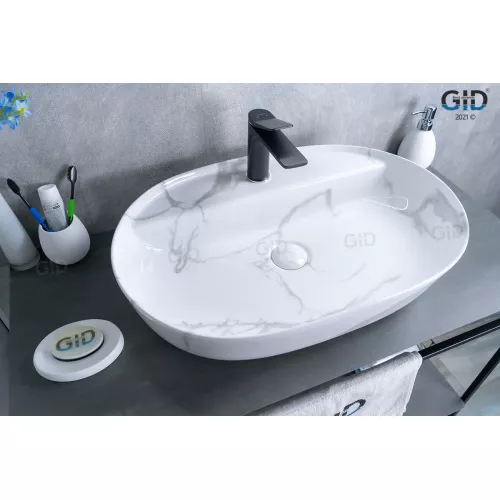 Накладная раковина для ванной Gid Mnc346C под камень, Выбрать цвет: Белый, изображение 2