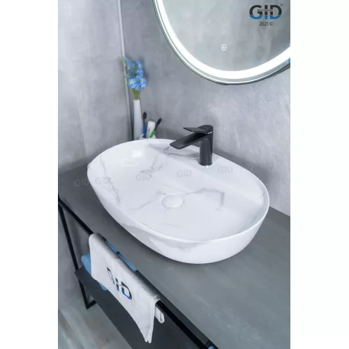 Накладная раковина для ванной Gid Mnc346C под камень, Выбрать цвет: Белый, изображение 5