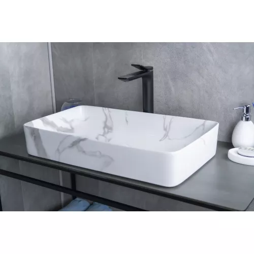 Накладная раковина для ванной Gid Mnc396C под камень, Выбрать цвет: Белый, изображение 4