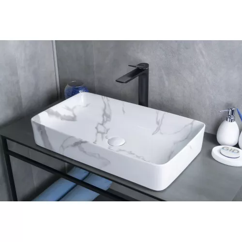 Накладная раковина для ванной Gid Mnc396C под камень, Выбрать цвет: Белый, изображение 5