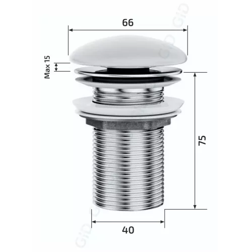 Донный клапан без перелива Gid WH100 белый керамический, изображение 2