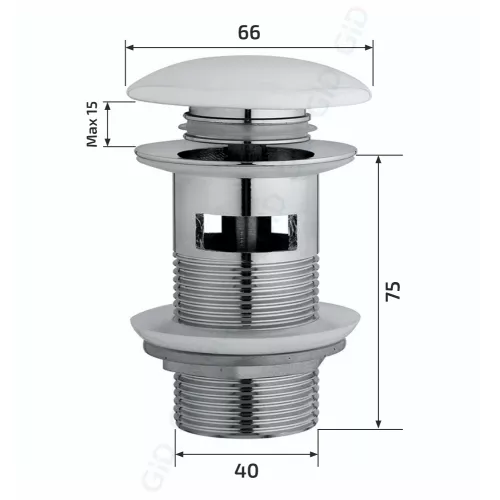 Донный клапан с переливом Gid BL100-1 черный глянцевый керамичский, изображение 3