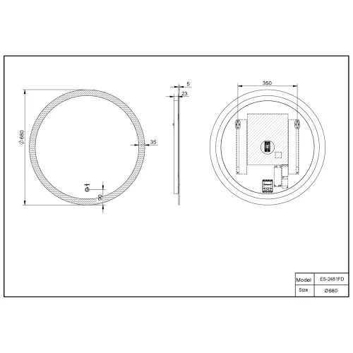 Зеркало со встроенной подсветкой Esbano окружность 50/59/68 см, Выбрать размер: 50, изображение 3
