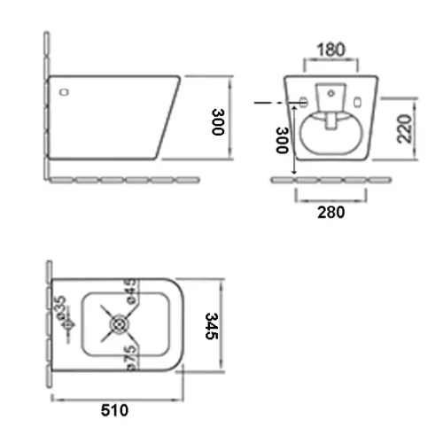 Биде подвесное ESBANO GARTEZ (White) 510x345x300, изображение 3
