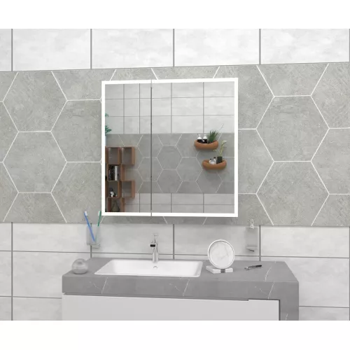 Мебель для ванной: Зеркало-шкаф ACWEN "Reflex LED" 80х80 с датчиком движения 1 в магазине Акватория