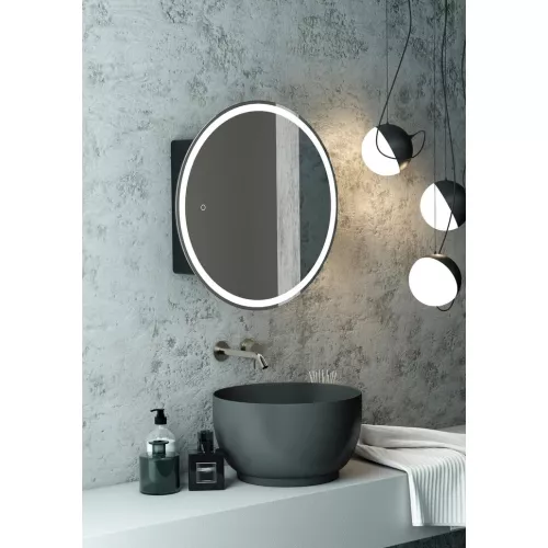 Мебель для ванной: Зеркало-шкаф ACWEN "Torneo Black LED" d-60 с подсветкой/черный 1 в магазине Акватория