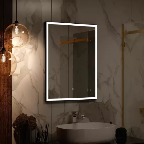 Мебель для ванной: Зеркало ACWEN сенсорное "Frame Black LED" 1 в магазине Акватория