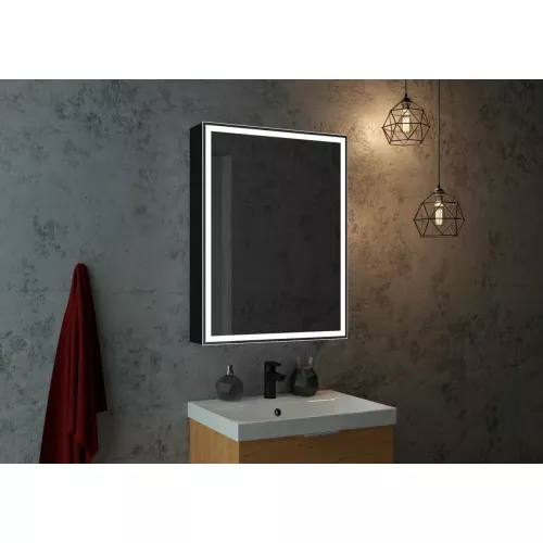 Мебель для ванной: Зеркало-шкаф ACWEN "Mirror Box black Led" 60х80 1 в магазине Акватория